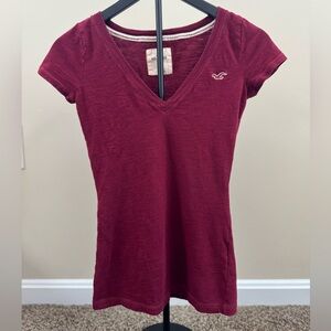 Hollister Red Fitted Short Sleeve Tee